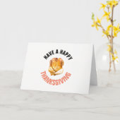 七面鳥のロースト、幸せな感謝祭 カード (黄色い花)