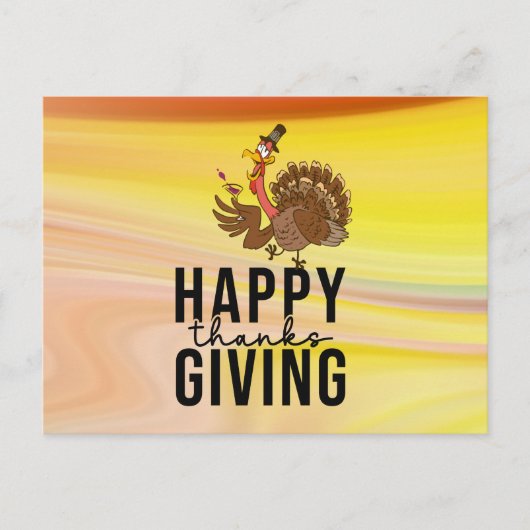 七面鳥のワインと幸せな感謝祭おもしろい シーズンポストカード (正面)