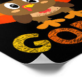 七面鳥の小さな男の子女の子の子供の感謝祭 ポスター (角)