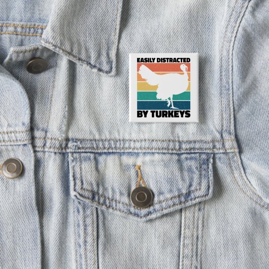 七面鳥の愛好家に簡単に気を散らす狩り おもしろい 缶バッジ (インサイチュ)