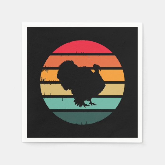 七面鳥の感謝祭動揺してヴィンテージ スタンダードカクテルナプキン (正面)