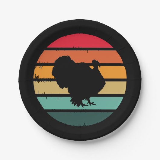 七面鳥の感謝祭動揺してヴィンテージ ペーパープレート (正面)