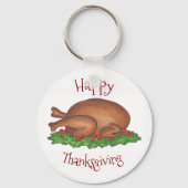 七面鳥の日幸せな感謝祭ディナープラッターフード キーホルダー (正面)