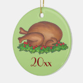 七面鳥の日感謝祭クリスマスホリデーディナー セラミックオーナメント (左)