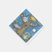 七面鳥の木、感謝祭のゴブおもしろいブリの鶏 スタンダードカクテルナプキン (角)