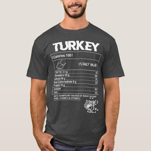 七面鳥の栄養成分表示 サンクスギビング フード レシピ フレンズ Tシャツ (正面)
