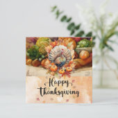 七面鳥の水色と幸せな感謝祭 シーズンカード (スタンド正面)