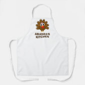 七面鳥の漫画のイメおもしろいージが入った感謝祭のエプロン エプロン (正面)