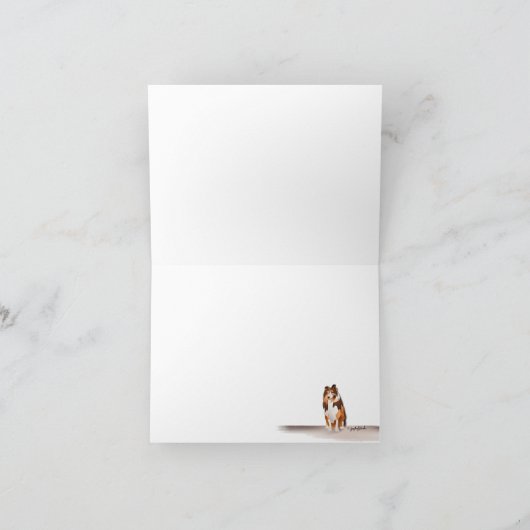 七面鳥の羽との感謝のシェットランド・ シープドッグ シーズンカード (内部)