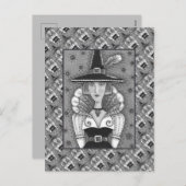 七面鳥の羽の魔女、サレム感謝祭、フォーク シーズンポストカード (正面/裏面)