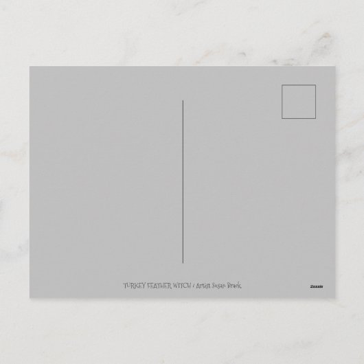 七面鳥の羽の魔女、サレム感謝祭、フォーク シーズンポストカード (裏面)