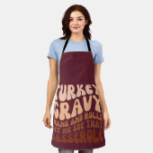 七面鳥の肉汁の豆と感謝祭転がを楽しむ エプロン (着用した状態)