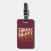 七面鳥の肉汁の豆と感謝祭転がを楽しむ ラゲッジタグ (正面縦)