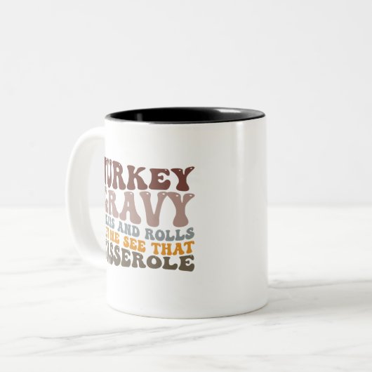 七面鳥の豆と転が秋感謝祭 ツートーンマグカップ (正面左)