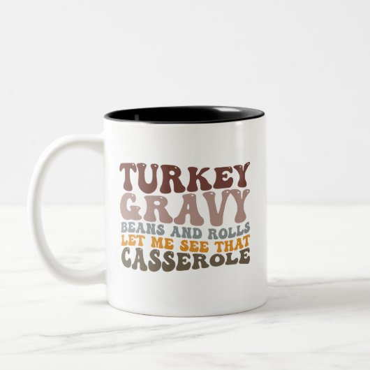 七面鳥の豆と転が秋感謝祭 ツートーンマグカップ (左)