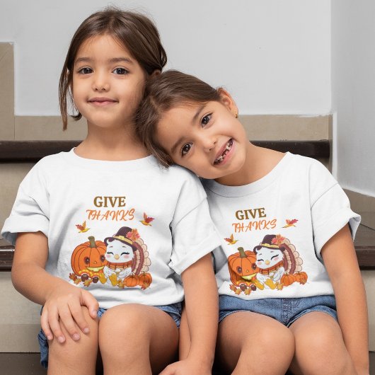 七面鳥の赤ちゃんとカボチャのハロウィン Tシャツ
