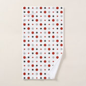 七面鳥の赤、黒、灰色、白の点 バスタオルセット (ハンドタオル)