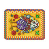 七面鳥の骨カラフルフォーク感謝鳥スカル マグネット (横)