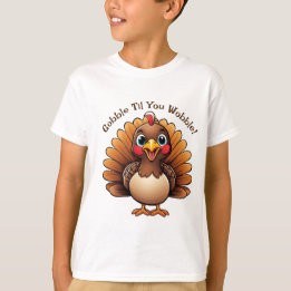 七面鳥の"Gobble Til You Wobble"キッズTシャツ Tシャツ