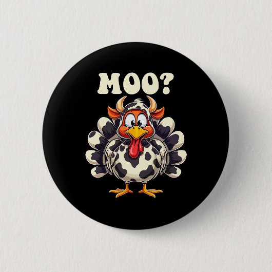 七面鳥のMoo おかしい感謝祭 メンズ レディース キッズ 缶バッジ (正面)
