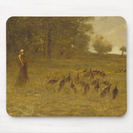 七面鳥を持つ女の子 マウスパッド (正面)