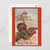 七面鳥を捕まえる、ヴィンテージ・アート・ポストカード ポストカード (正面/裏面)