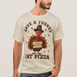 七面鳥を救え、ピザを食べよう - 笑える感謝祭のピザ Tシャツ