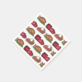 七面鳥クランベリーパンプキンパイ感謝祭ディナー スタンダードカクテルナプキン (角)