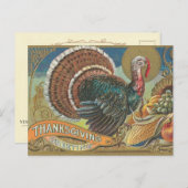 七面鳥コルヌコピア感謝祭の挨拶 シーズンポストカード (正面/裏面)