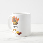 七面鳥サッカー感謝祭の漫画 コーヒーマグカップ (正面左)