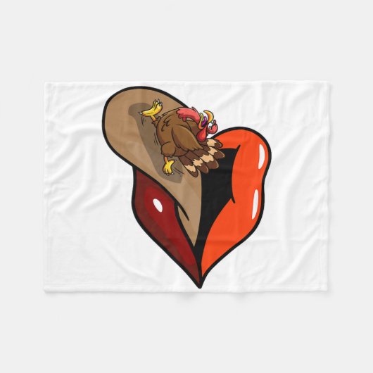 七面鳥タンクアウトサンクスギビングおもしろいデイリップ秋 フリースブランケット (正面(横))