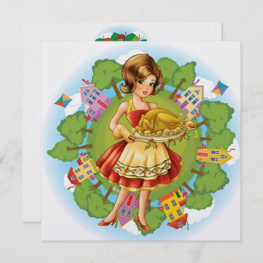 七面鳥ディナー – 感謝祭 – クリスマス – SRF 招待状 (正面/裏面)