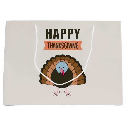 七面鳥ハッピーサンクスギビングデイグラントホリデー ラージペーパーバッグ (正面)