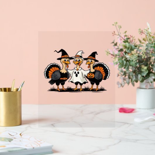 七面鳥ハロウィンブー、感謝祭不気味七面鳥 アクリルサイン (ウェディング)