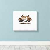 七面鳥ハロウィンブー、感謝祭不気味七面鳥 キャンバスプリント (インサイチュ (ウッドフロア))