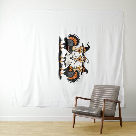七面鳥ハロウィンブー、感謝祭不気味七面鳥 タペストリー (インサイチュ(横))