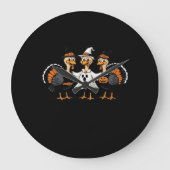 七面鳥ハロウィンブー、感謝祭不気味七面鳥 ラージ壁時計 (正面)