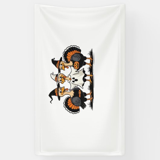 七面鳥ハロウィンブー、感謝祭不気味七面鳥 横断幕 (縦)