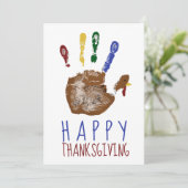 七面鳥ハンドプリントキッド幸せ感謝祭かわいい シーズンカード (スタンド正面)
