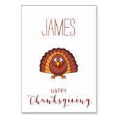 七面鳥パーソナライズされたとの感謝祭座席表 テーブルナンバー (裏面)