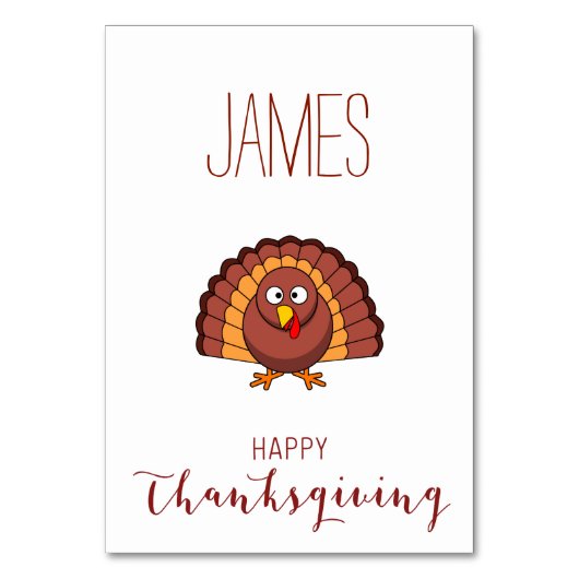 七面鳥パーソナライズされたとの感謝祭座席表 テーブルナンバー (正面)