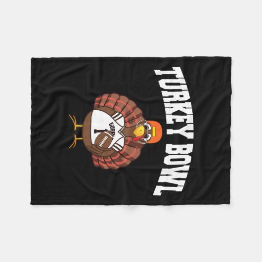 七面鳥ボウル感謝祭おもしろいサッカーのゲームのギフト フリースブランケット (正面(横))