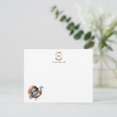 七面鳥モノグラムのの紋章 サンキューカード (スタンド正面)