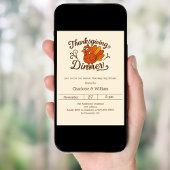 七面鳥レトロなクリームサンクスディナー 招待状