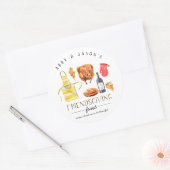 七面鳥ワイン&パイ | Friendsgiving Thanksgiving ラウンドシール (封筒)