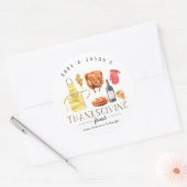 七面鳥ワイン&パイ | Friendsgiving Thanksgiving ラウンドシール (封筒)