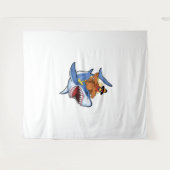 七面鳥乗りサメ感謝贈クールり物 タペストリー (正面(横))