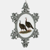 七面鳥東部野生の鳥 スノーフレークピューターオーナメント (左)