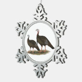 七面鳥東部野生の鳥 スノーフレークピューターオーナメント (右)