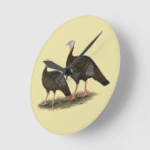 七面鳥東部野生の鳥 ラウンド壁時計 (傾斜)
